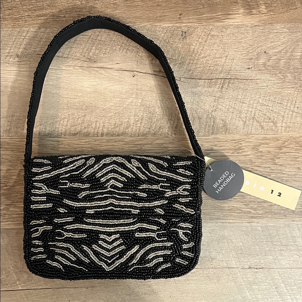 Beaded Black and Silver Handbag